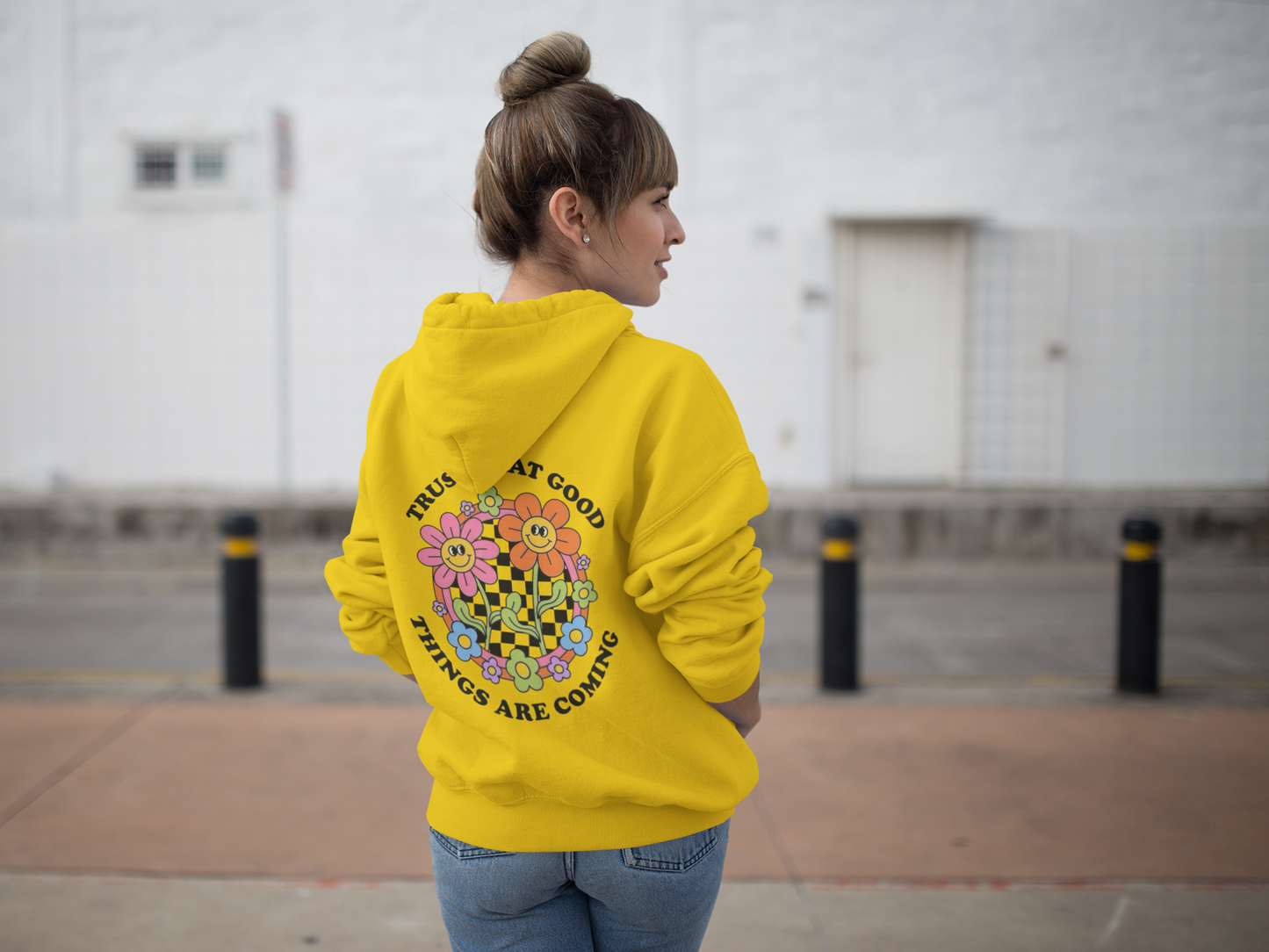 Trust That Good Things Are Coming: Floral Design Hoodie for Women – Stay Positive