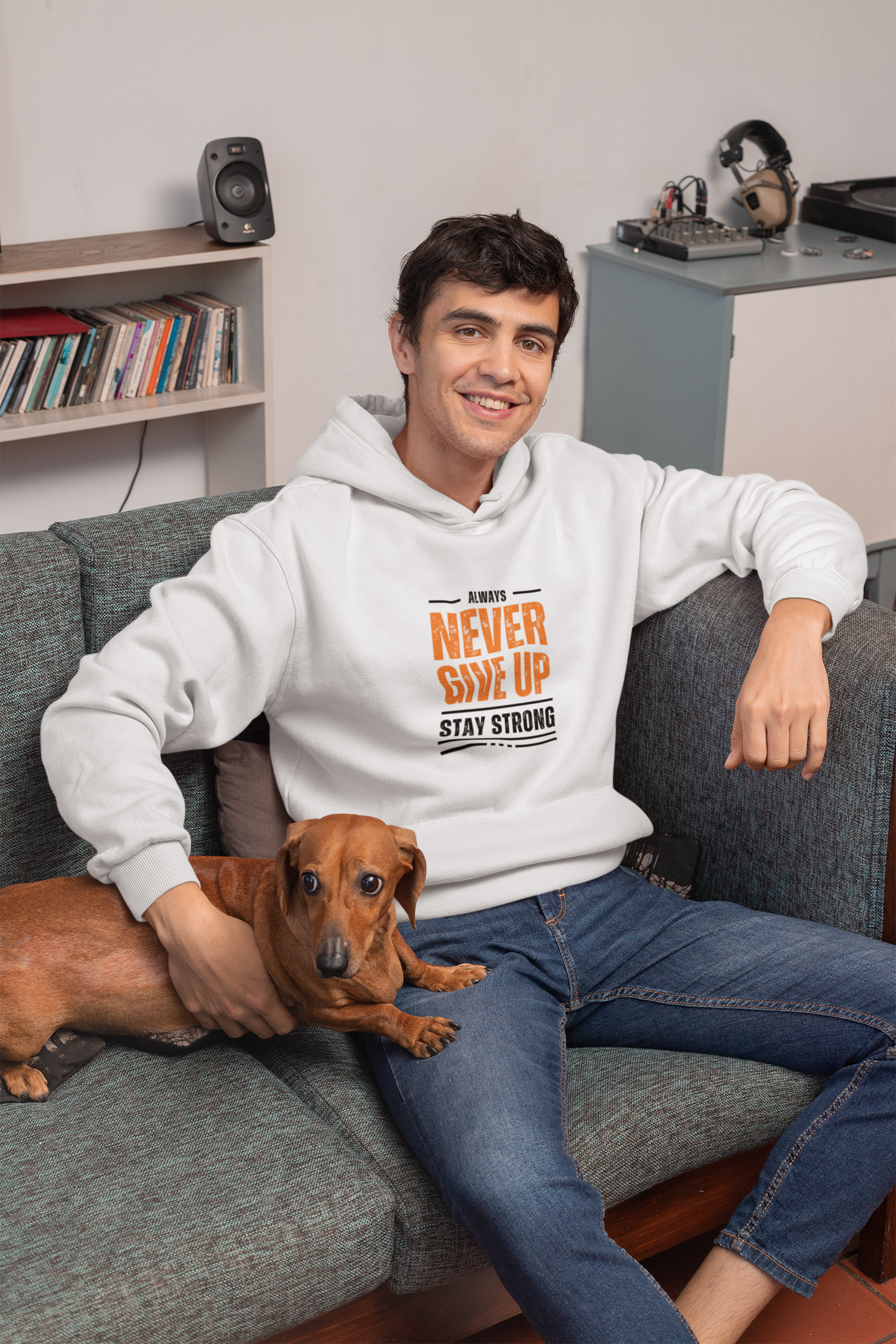 Never Give Up Men’s Hoodie – Strength in Style