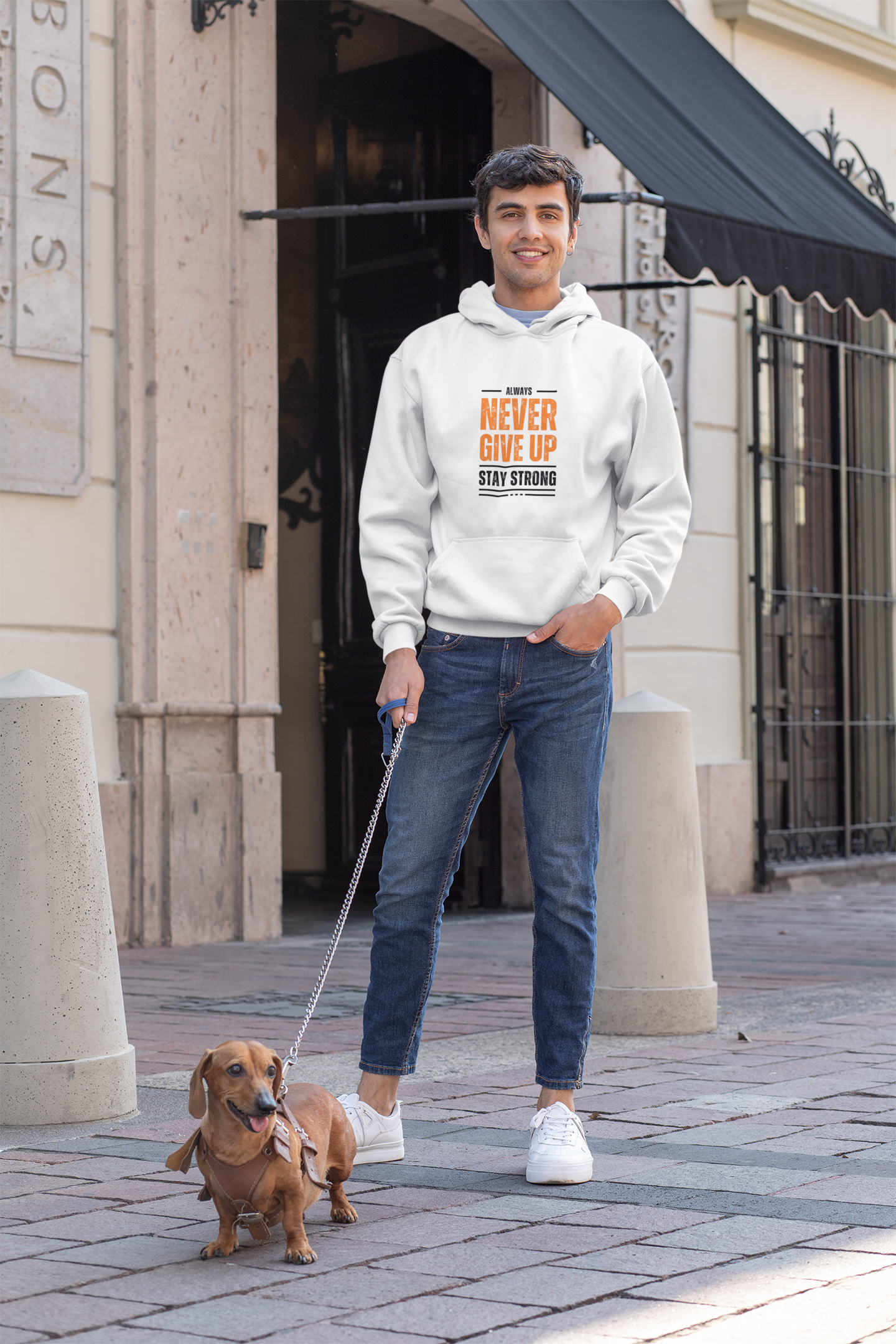 Never Give Up Men’s Hoodie – Strength in Style