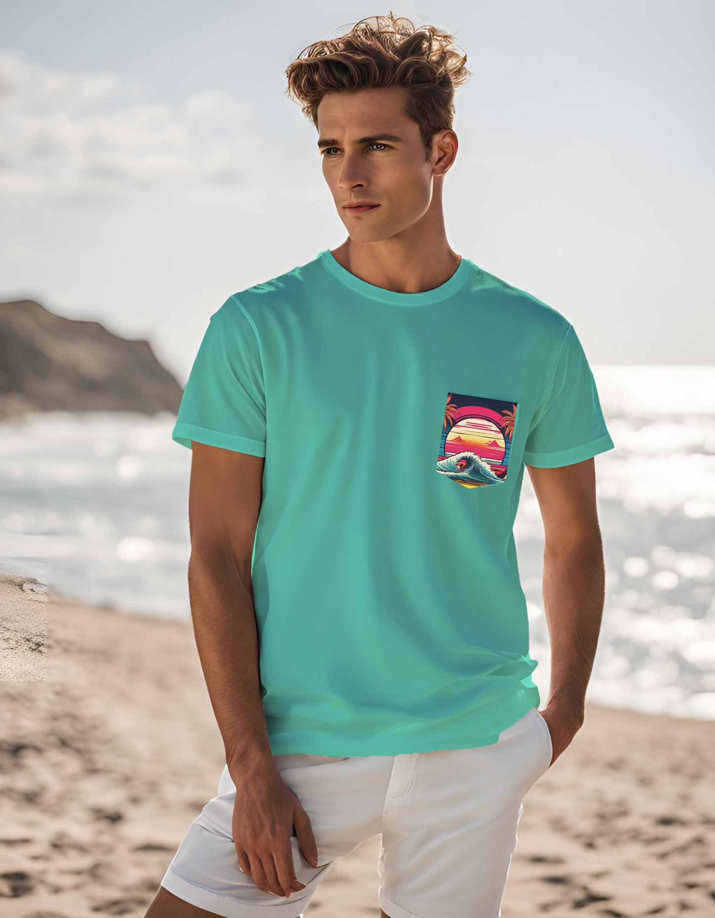 Hawaiian Surf Mens Pocket T-shirt