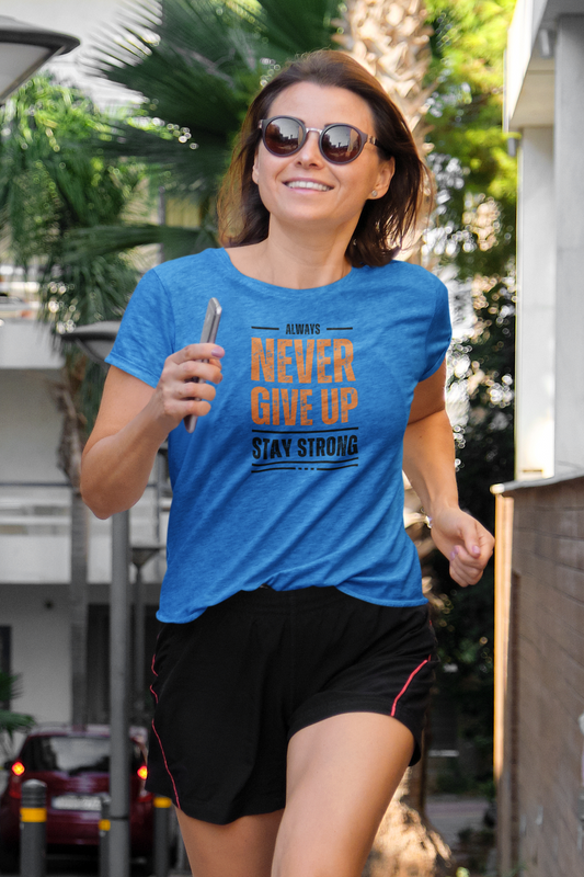 Never Give Up Women’s T-Shirt – Empower Your Journey with Strength