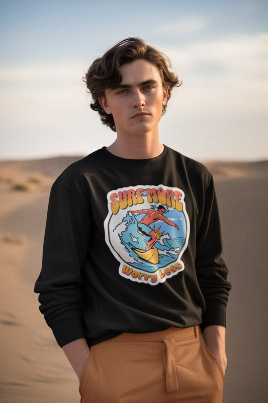 Summer More Worry Less Sweatshirt – Ride the Waves of El Salvador