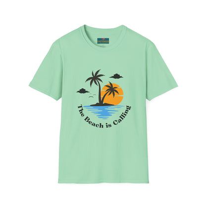 The Beach is Calling: Men’s T-Shirt – Adventure Awaits by the Shore