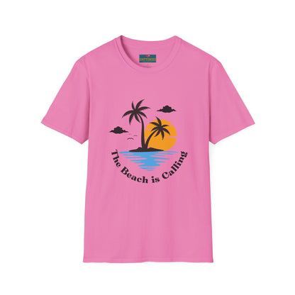 The Beach is Calling: Men’s T-Shirt – Adventure Awaits by the Shore