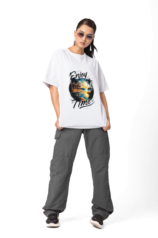 Enjoy Time: Women’s T-Shirt – Embrace the Moment, Ride the Waves