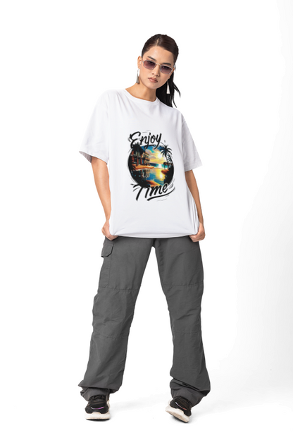 Enjoy Time: Women’s T-Shirt – Embrace the Moment, Ride the Waves