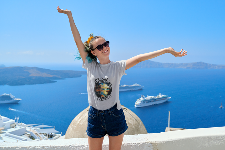 Enjoy Time: Women’s T-Shirt – Embrace the Moment, Ride the Waves