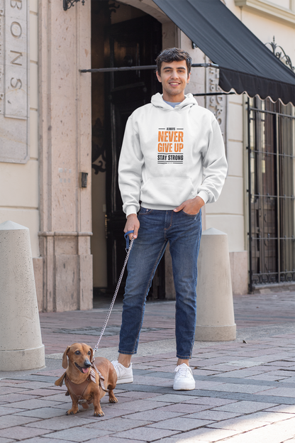 Never Give Up Men’s Hoodie – Strength in Style