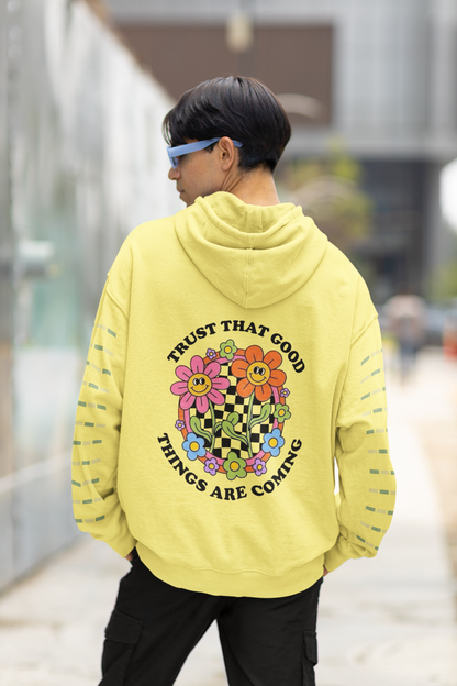 Trust Good Things Are Coming: Men’s Hoodie – Believe in the Waves, Embrace the Journey