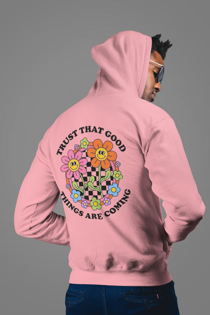 Trust Good Things Are Coming: Men’s Hoodie – Believe in the Waves, Embrace the Journey