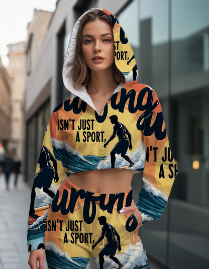 22 Women's All-Over Print Cropped Windbreaker