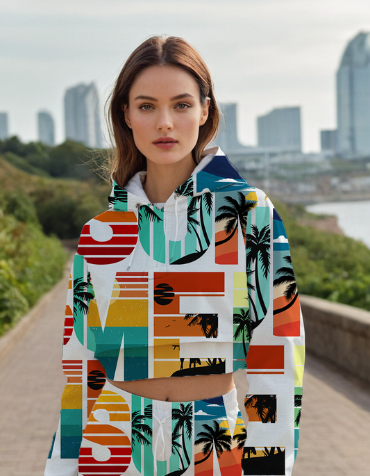 Summer print Women's All-Over Print Cropped Windbreaker
