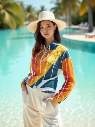 Bold Classic Oversized  Women's All-Over Print Cropped Windbreaker