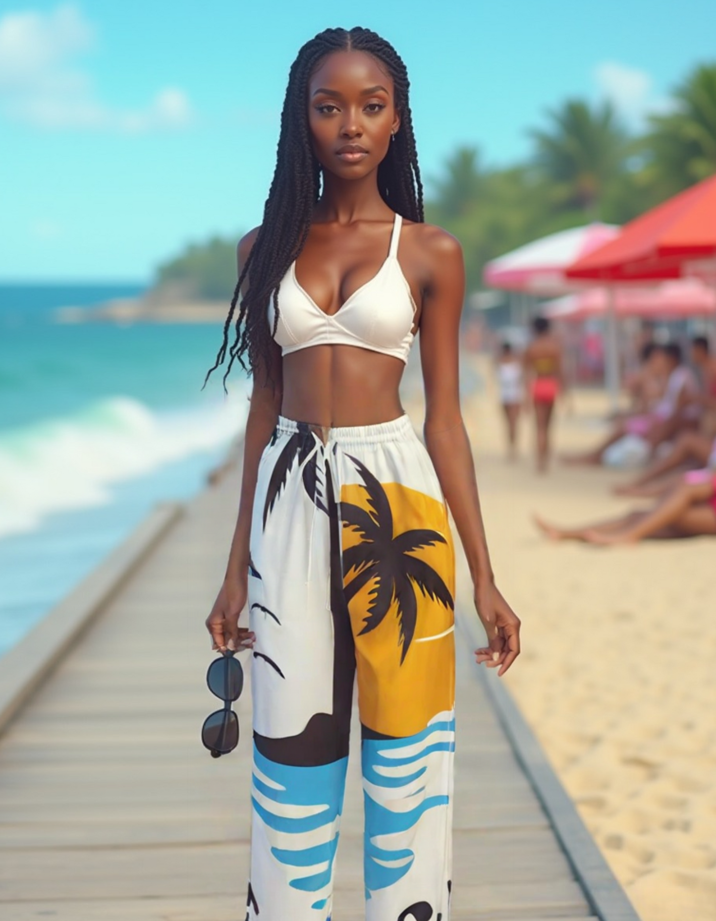 The Beach Is Calling Women's Satin Pajama Pants