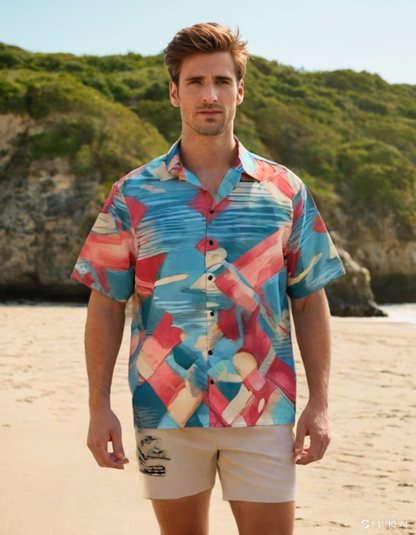 Beach Plaid Pattern Printed Shirt