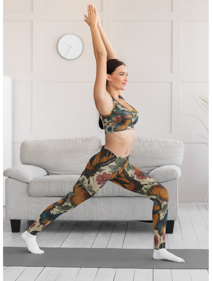 Butterfly Floral Print Women's All-Over Print Yoga Pants