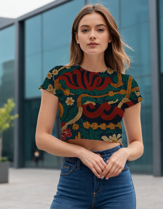 Italian classic print Women's All-Over Print Lounge Cropped Tee