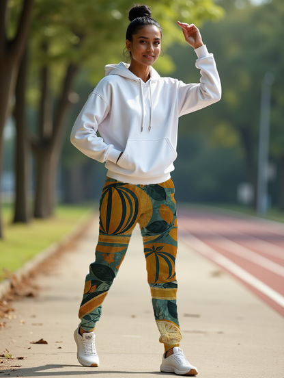 Abstract Italian lemon print Women's All-Over Print Track Pants