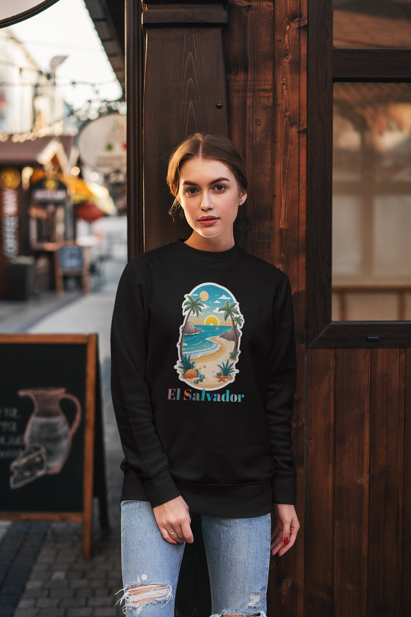El Salvador Vibes: Women’s Sweatshirt – Surf, Sun, and Style