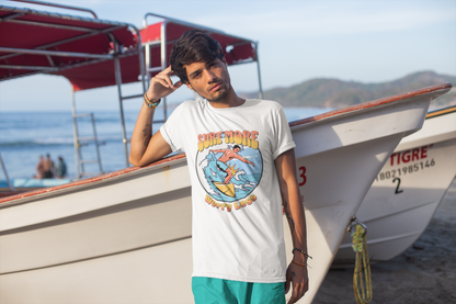 Surf More, Worry Less: Men’s T-Shirt – Ride the Waves, Let Go