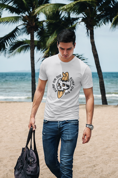 Surf or Die: Men’s T-shirt – Ride the Waves, Live the Lifestyle